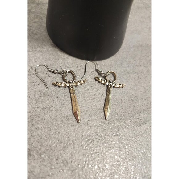 Faux Gold Earrings Costume Jewelry Angel Jewelry Sword - Picture 4 of 10